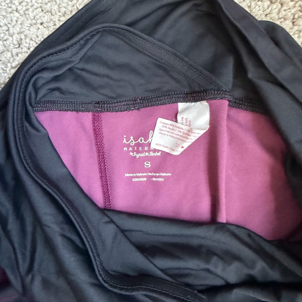 Isabel Maternity Black and Purple Leggings